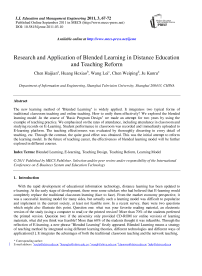 Research and Application of Blended Learning in Distance Education and Teaching Reform