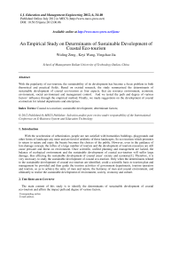 An Empirical Study on Determinants of Sustainable Development of Coastal Eco-tourism
