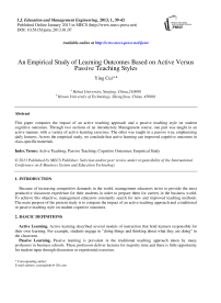 An Empirical Study of Learning Outcomes Based on Active Versus Passive Teaching Styles