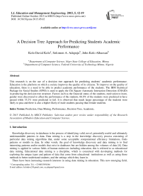 A Decision Tree Approach for Predicting Students Academic Performance