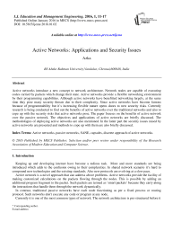 Active Networks: Applications and Security Issues