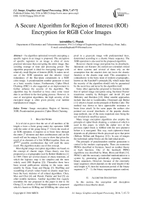 A Secure Algorithm for Region of Interest (ROI) Encryption for RGB Color Images