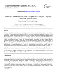 Automatic Spontaneous Speech Recognition for Punjabi Language Interview Speech Corpus