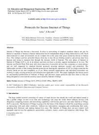 Protocols for Secure Internet of Things