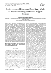 Student-centered Role-based Case Study Model to Improve Learning in Decision Support Systems