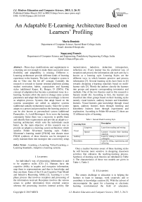 An Adaptable E-Learning Architecture Based on Learners' Profiling