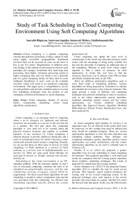 Study of Task Scheduling in Cloud Computing Environment Using Soft Computing Algorithms