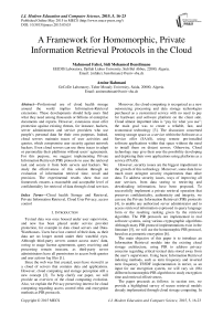 A Framework for Homomorphic, Private Information Retrieval Protocols in the Cloud