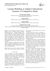 Learner Modeling in Adaptive Educational Systems: A Comparative Study