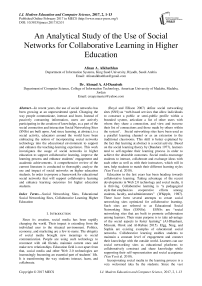 An Analytical Study of the Use of Social Networks for Collaborative Learning in Higher Education
