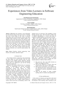 Experiences from Video Lectures in Software Engineering Education
