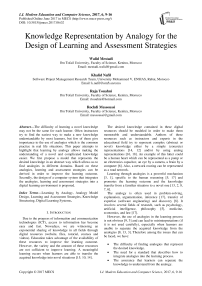 Knowledge Representation by Analogy for the Design of Learning and Assessment Strategies
