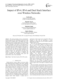 Impact of IPv4, IPv6 and dual stack interface over wireless networks