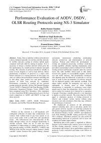Performance evaluation of AODV, DSDV, OLSR routing protocols using NS-3 simulator