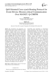 QoS oriented cross-synch routing protocol for event driven, mission-critical communication over MANET: Q-CSRPM