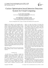 Cuckoo optimisation based intrusion detection system for cloud computing