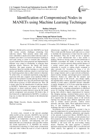 Identification of compromised nodes in MANETs using machine learning technique