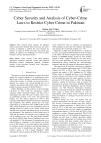 Cyber security and analysis of cyber-crime laws to restrict cyber crime in Pakistan