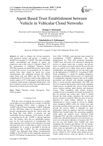 Agent based trust establishment between vehicle in vehicular cloud networks