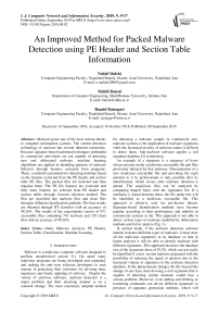 An improved method for packed malware detection using PE header and section table information