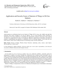 Application and security issues of internet of things in Oil-Gas industry
