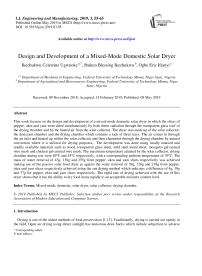 Design and development of a mixed-mode domestic solar dryer