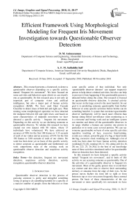 Efficient framework using morphological modeling for frequent iris movement investigation towards questionable observer detection