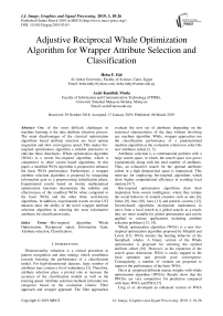 Adjustive reciprocal whale optimization algorithm for wrapper attribute selection and classification