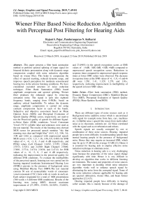 Wiener filter based noise reduction algorithm with perceptual post filtering for hearing aids