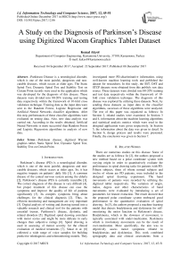 A study on the diagnosis of parkinson’s disease using digitized wacom graphics tablet dataset