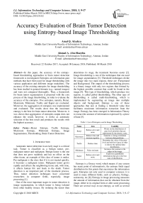 Accuracy evaluation of brain tumor detection using entropy-based image thresholding
