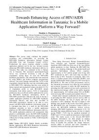 Towards enhancing access of HIV/AIDS healthcare information in Tanzania: is a mobile application platform a way forward?