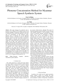 Phoneme concatenation method for myanmar speech synthesis system