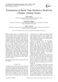 Formulation of sprint time predictive model for olympic athletic games