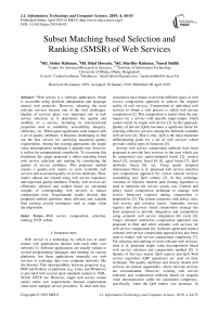 Subset matching based selection and ranking (SMSR) of web services