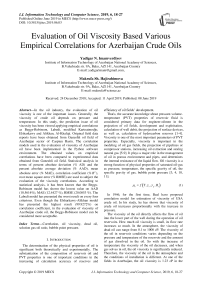Evaluation of oil viscosity based various empirical correlations for Azerbaijan crude oils