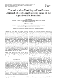 Towards a meta-modeling and verification approach of multi-agent systems based on the agent petri net formalism