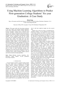 Using machine learning algorithms to predict first-generation college students’ six-year graduation: a case study