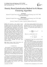 Density based initialization method for k-means clustering algorithm
