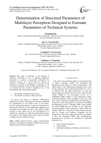 Determination of structural parameters of multilayer perceptron designed to estimate parameters of technical systems