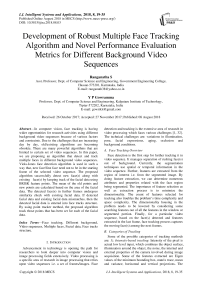 Development of robust multiple face tracking algorithm and novel performance evaluation metrics for different background video sequences