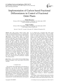 Implementation of Carlson based fractional differentiators in control of fractional order plants