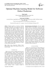 Optimal machine learning model for software defect prediction