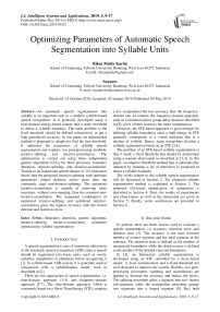 Optimizing parameters of automatic speech segmentation into syllable units