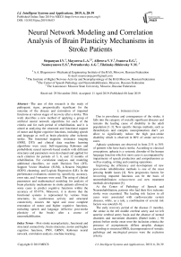 Neural network modeling and correlation analysis of brain plasticity mechanisms in stroke patients