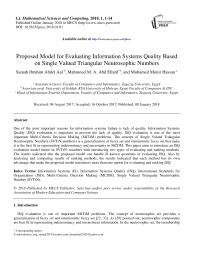 Proposed model for evaluating information systems quality based on single valued triangular neutrosophic numbers