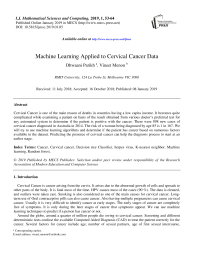 Machine learning applied to cervical cancer data