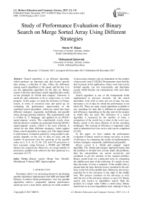 Study of performance evaluation of binary search on merge sorted array using different strategies