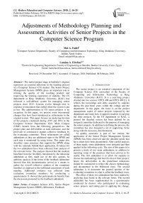 Adjustments of methodology planning and assessment activities of senior projects in the computer science program