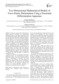 Two-dimensional mathematical models of visco-elastic deformation using a fractional differentiation apparatus